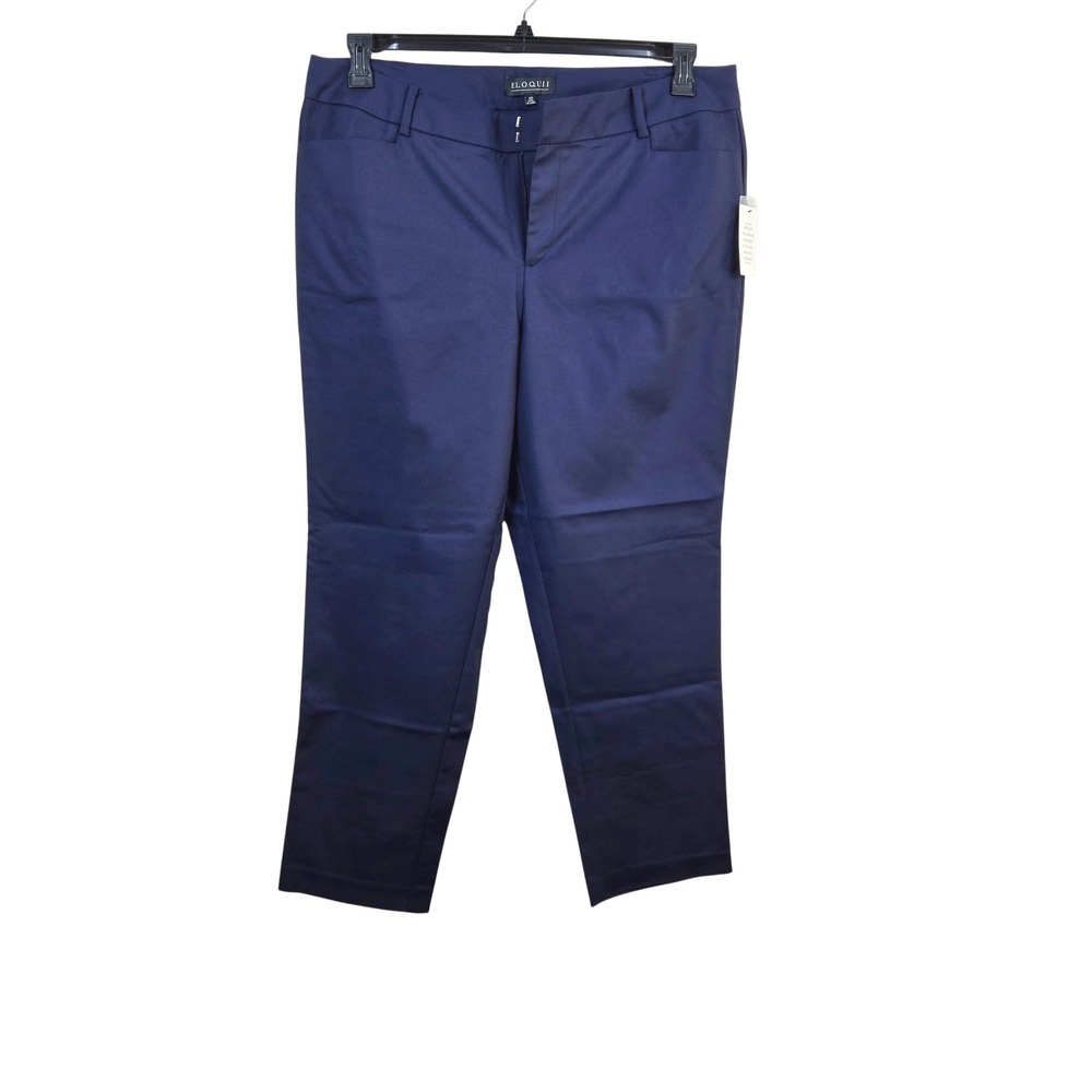 ELOQUII Womens Classic Navy Kady Fit Double-Weave Tailored Trouser Pants 16R NEW